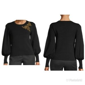 NWT! Worthington black sweater with gold beads